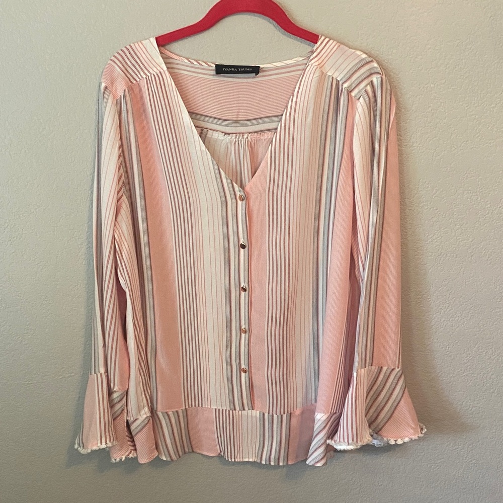 Ivanka Trump Blouse with Pink and Cream Stripes
